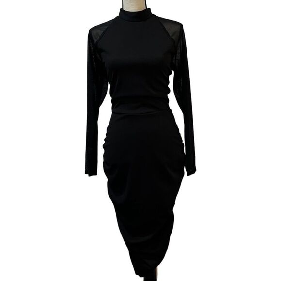 Ashley Stewart Mesh Paneled Bodycon Dress - Picture 1 of 12